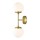 Brushed Brass and White Glass 2-Light Globe Wall Sconce, Mid Century Modern Retro Vintage Style