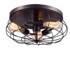 Vintage Semi Flush Mount Ceiling Light, E27 Industrial Metal Cage Ceiling Light Fixture 3 Lights for Bedroom Kitchen Dining Room Living Room