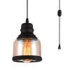 Plug in Pendant Lighting Fixtures with Dimmer Switch and Long Hanging Cord, Vintage Glass Swag Chandelier Ceiling Lamp for Kitchen Island Dining Table Bedroom Foyer Entry Hallway