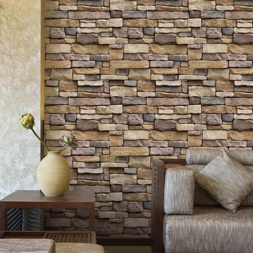 Wallpaper Brick, 3D Stone Wallpaper Removable Self-adhesive For Room Decor 17.7” X 39.3”