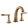 Bathroom faucet double handle mixer faucet for bathtub brushed gold antique brass three holes counter top installation hot and cold water