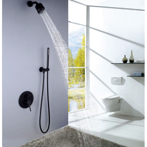 Black Shower In Wall  Pre-embedded Concealed Box Shower Small Nozzle Shower Set