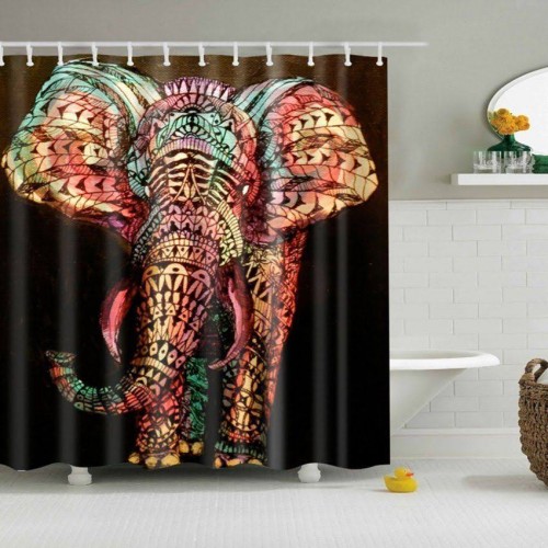 3D Waterproof Elephant Shower Curtain - Artistic Digital Print - Bathroom Decor - Polyester