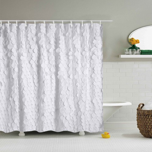 Hand-made Shower Curtain Leaves Lace Waterproof Mildew Shower Curtain 71" X 71" White