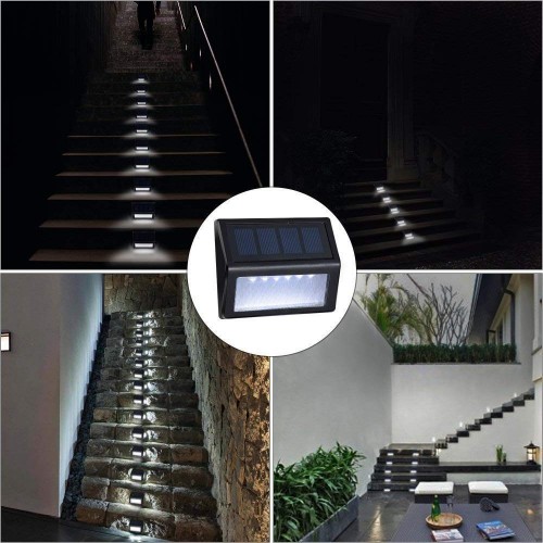 Solar Lights Outdoor, Solar Powered Step Lights Wireless Waterproof LED Outdoor Security Lamps Lighting
