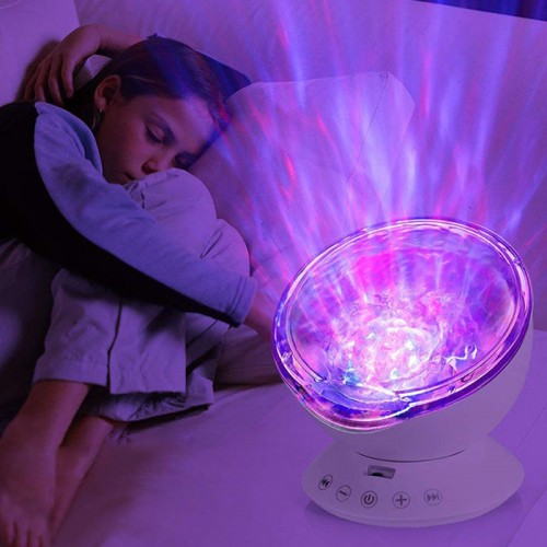 Night lights For Kids,Remote Control Ocean Wave Projector LED &7 Colors Night Light with Built-in Mini Music Player