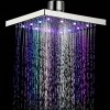 8" inch Square 7 Colors Changing LED Shower Head Bathroom Showerheads Sprinkler