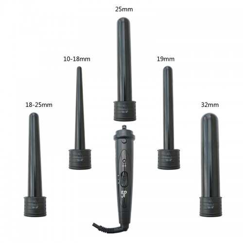 5 in 1 curling stick set | Interchangeable ceramic curler | Double-tension curler set | Two temperature settings