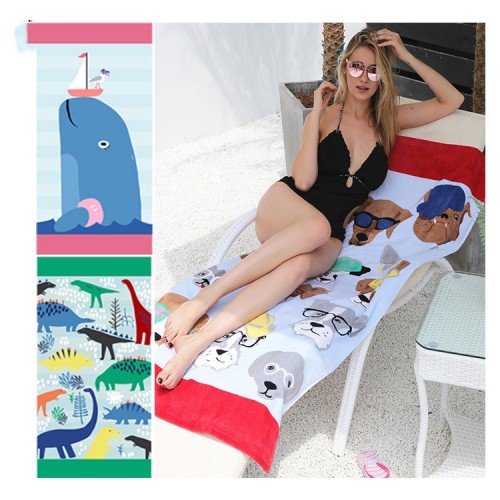 100% Organic Cotton Large Beach Towel 63" x 31" Premium Flush Fast Dry Asorbent, Supper Soft Cozy Great for Home Bath Swimming Pool Travel animal Print,Fade Proof Beach & Pool Use