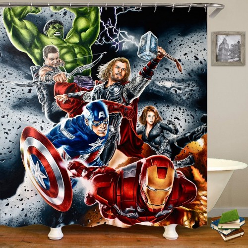 The Avengers  Bathroom Shower Curtain Cartoon Anime Polyester Fabric Waterproof Shower Curtain