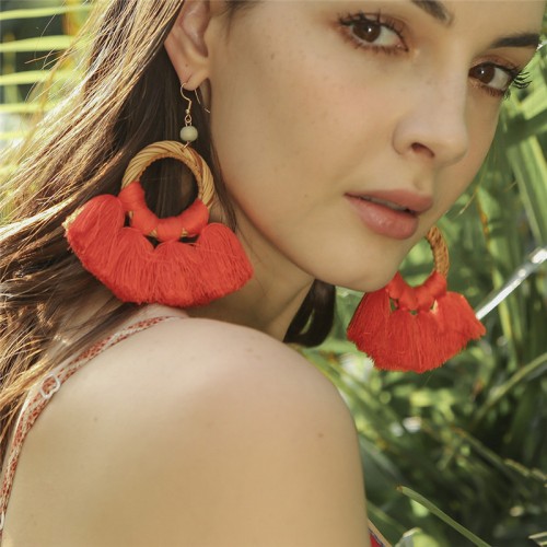 Colorful Tassel Earrings Bohemian Dangle Drop  Tassel Stud Earrings Women Gifts