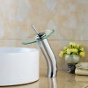 Single Hole Single-Handle Vessel Glass Waterfall Bathroom Faucet in Chrome