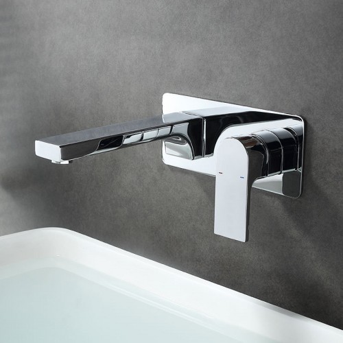 Copper lead-free bathroom bathtub wall-mounted basin faucet - chrome 