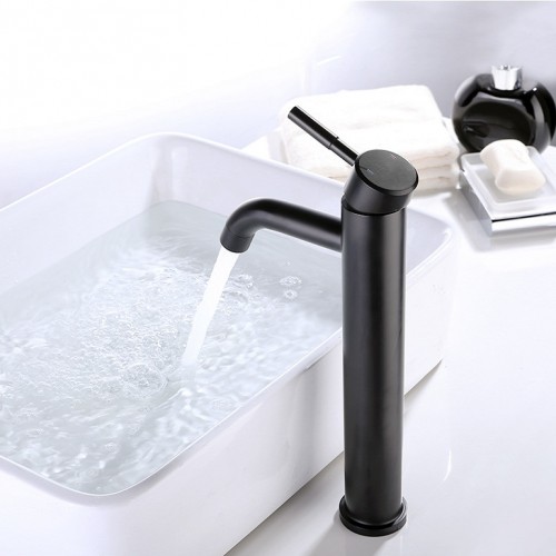 Stainless steel Single Lever Single Hole Bathroom Basin Sink Faucet- Matte Black