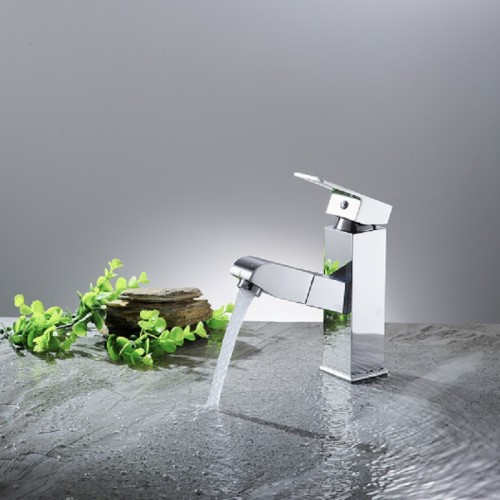 Bathroom Sink Faucets Kitchen Basin Mixer Tap for Hot and Cold Water, Single Handle with Faucet , Flexible Pull Down Sprayer Chrome Plating