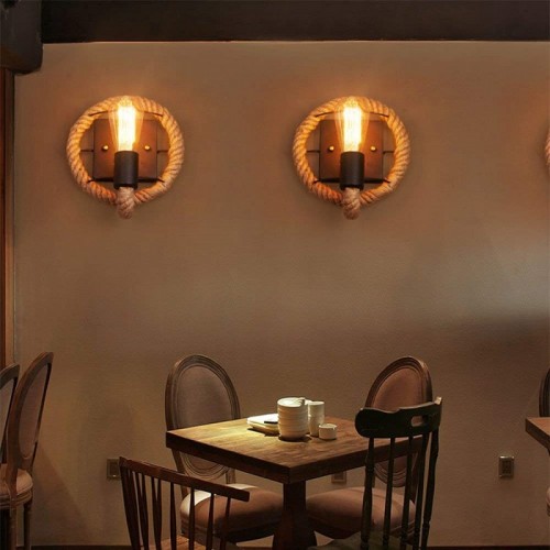 Vintage Retro Wall Lamp  Rope industrial lamp Personality Bar Iron Wall Lamp Loft Restaurant Corridor Living Room Balcony Corridor Wall Lights