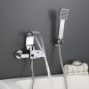 Wall Mounted Bathtub Waterfall Faucet With Hand Shower Bath Tub Mixer Taps Lavatory Bath Shower Faucet with Shower Arm Mount Hole Bathroom Shower System Set Ceramic Valve Included