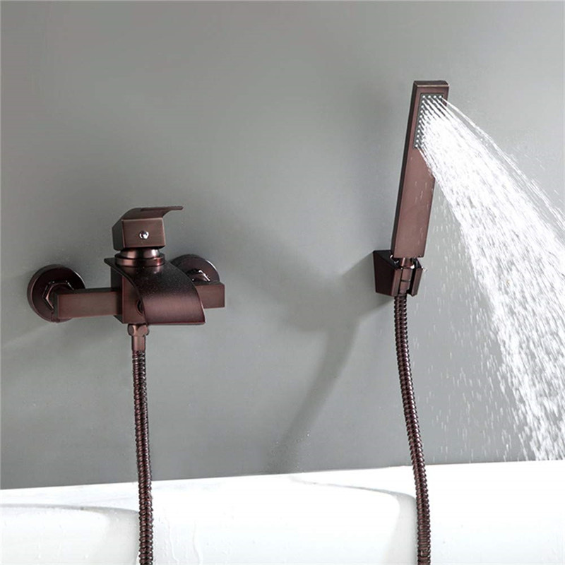 Waterfall Wall Mounted Bathroom Single Handle Shower Faucet Trim