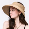 Women's UPF 50+ Packable Wide Brim Roll-Up Sun Visor Beach Straw Hat