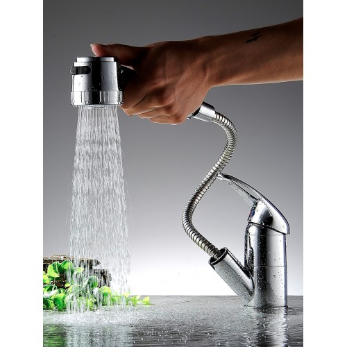Copper Kitchen Faucet -  Pullable  & Switchable Sink Faucet