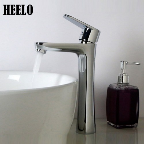 Fine copper hot and cold heightening single handle washable bathroom basin faucet