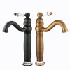 Ceramic Antique Brass Faucet ，Bathroom countertop basin faucet，Vintage Faucet Mixer Sink Tap Kitchen Cold/Hot Water Basin Tap(Antique)