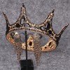 Baroque Bridal Crown Headdress Princess Wedding Rhinestones Elegant Black Crown Earrings Set