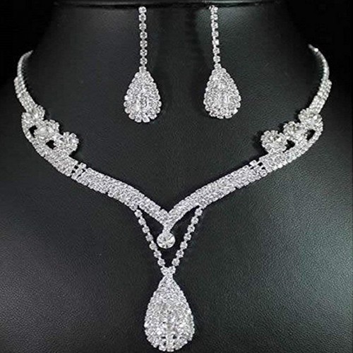Women's Jewelry Set Bridal Wedding Krystal  Necklace Earring Sets