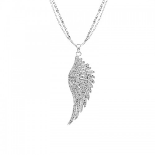 Long Crystal Angel Wings Necklace Sweater Chain Clavicle feather necklace