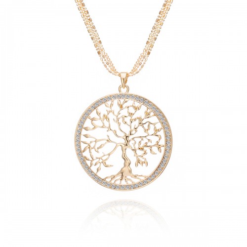 Creative Natural Life Tree hollow Peace Alloy Tree Necklace Accessories Sweater Chain Gift For Women