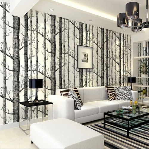 Black and white branches woods printing indoor Peel And Stick Wallpaper