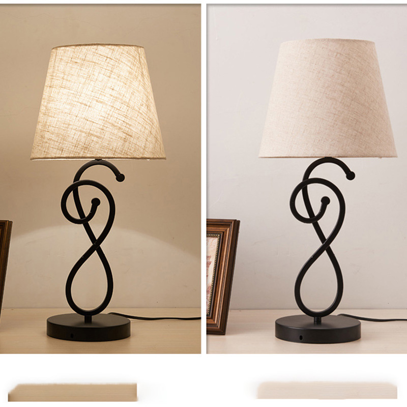 Bedside Study Table Lamp, Table Lamps Wrought Iron Base