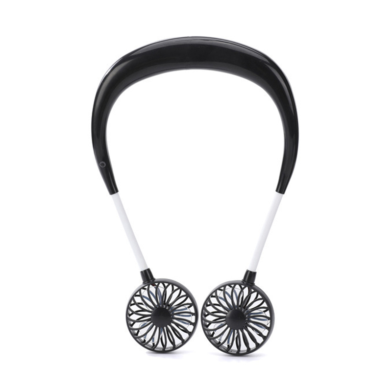 Hand Free Fan Wearable Necklace Fan Mini USB Rechargeable Portable Personal Fan with Double Heads 3 Speeds 360/°Free Rotation Perfect for Sports Home Travel Office Camping